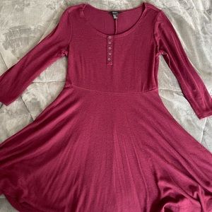 Forever 21 Maroon 3/4 Sleeve Tshirt Dress